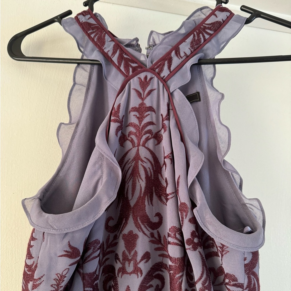 NWT BCBGMaxAzria Embroidered Purple Halter Gown. 6 - Picture 5 of 12